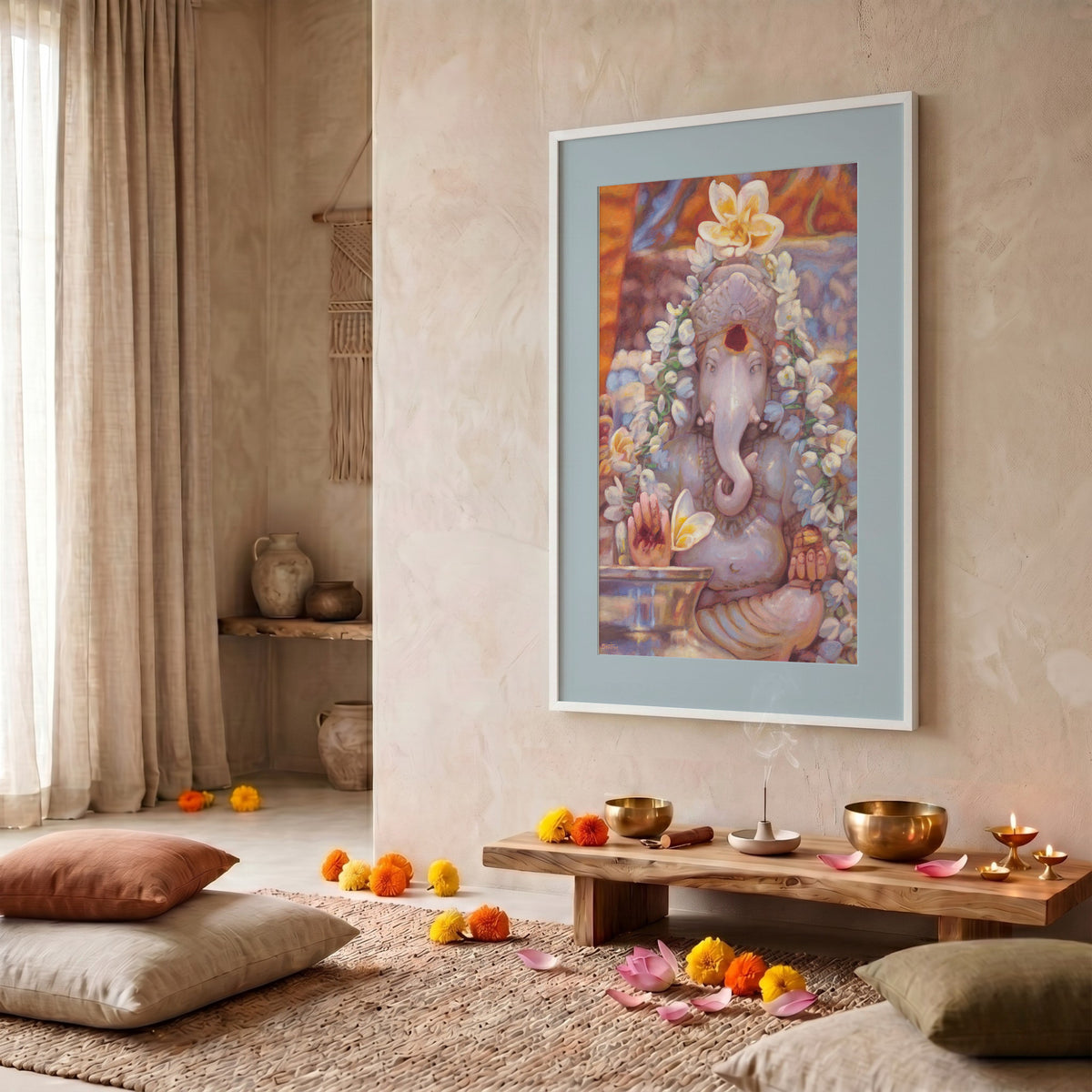 Ganesh in The Mandir — Framed Fine Art Paper Print