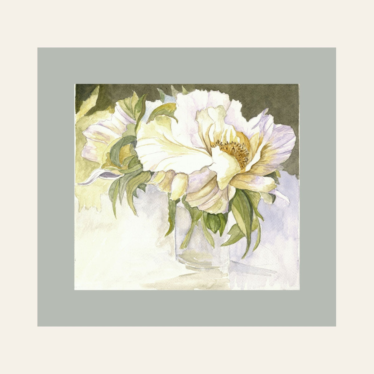 White Peonies — Framed Fine Art Paper Print