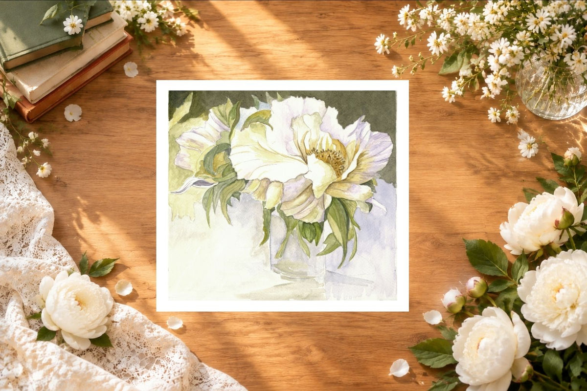 White Peonies — Unframed Fine Art Paper Print
