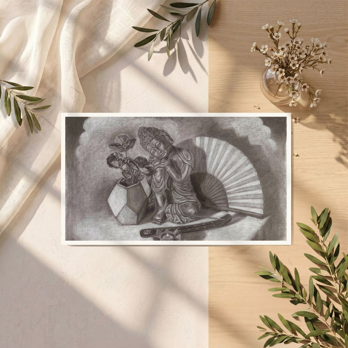 Contemplation Unframed Room Scene - Bamboo
