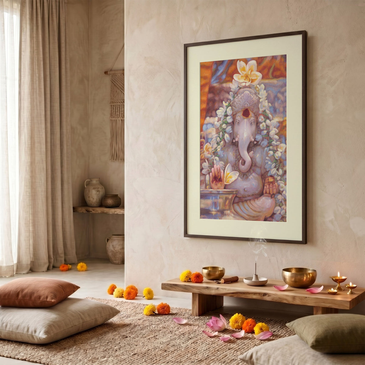 Ganesh in The Mandir — Framed Fine Art Paper Print