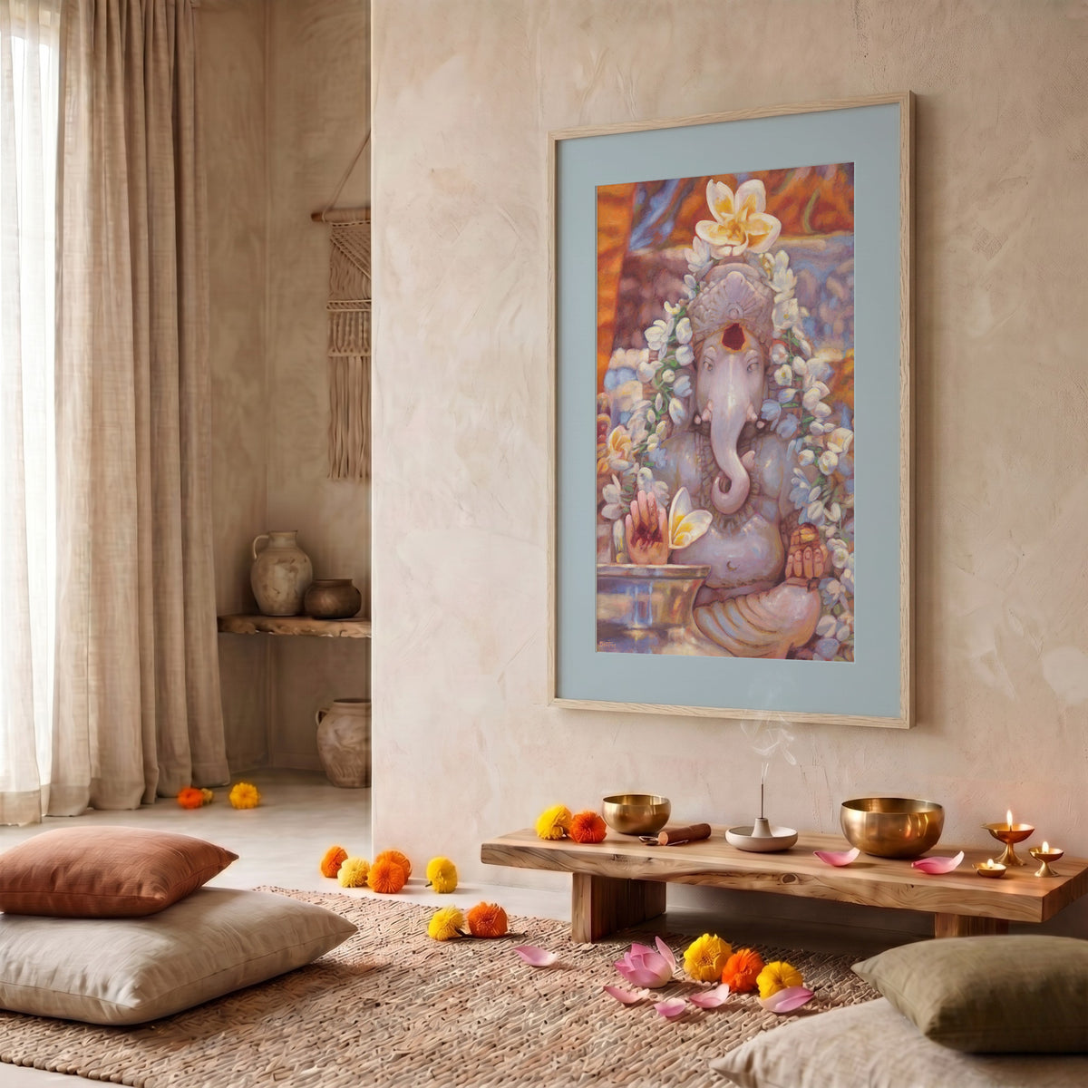 Ganesh in The Mandir — Framed Fine Art Paper Print