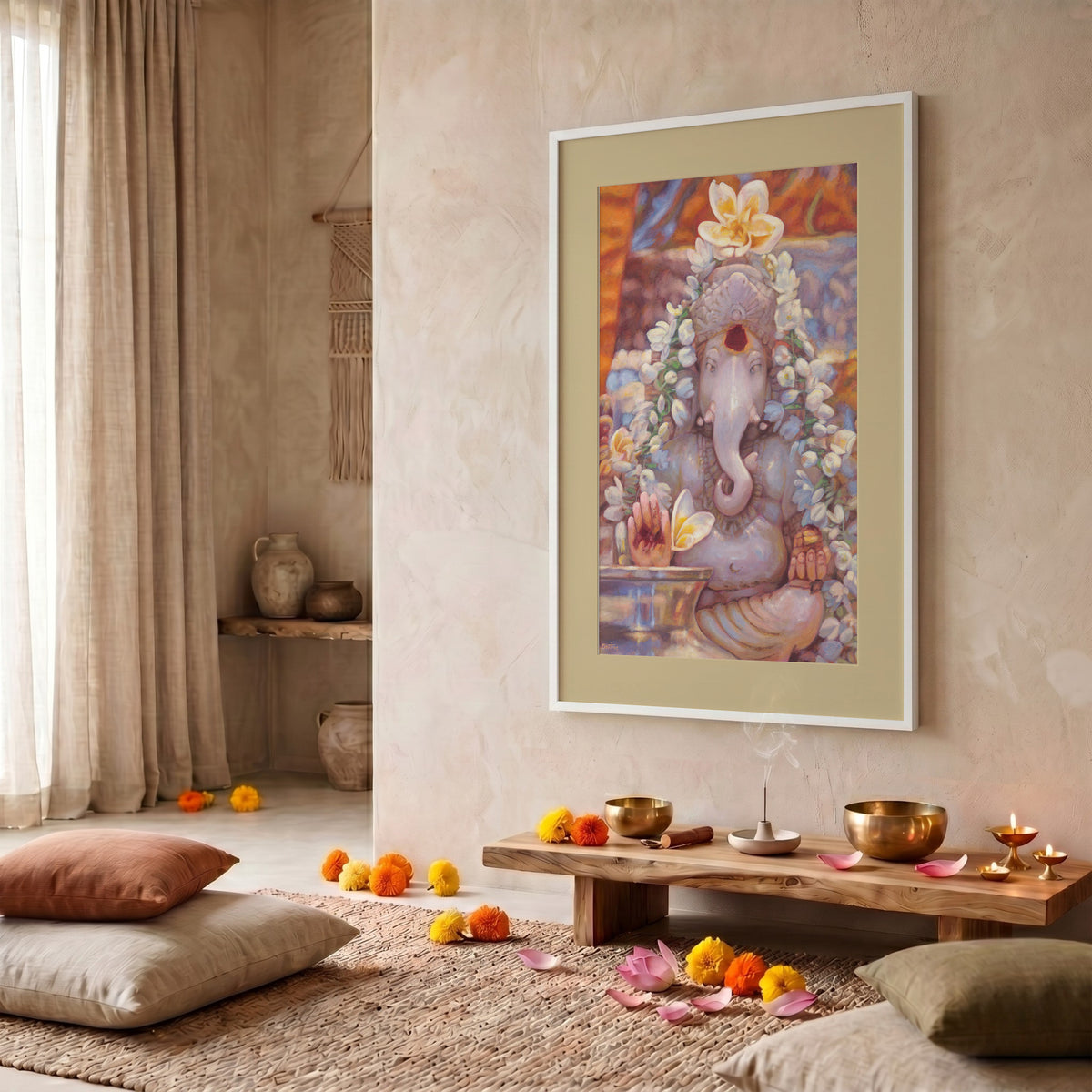 Ganesh in The Mandir — Framed Fine Art Paper Print