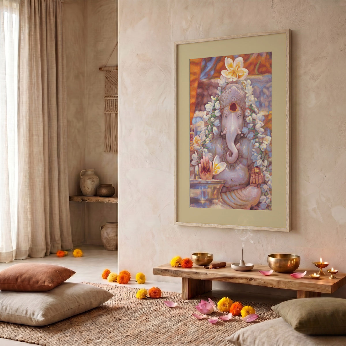 Ganesh in The Mandir — Framed Fine Art Paper Print