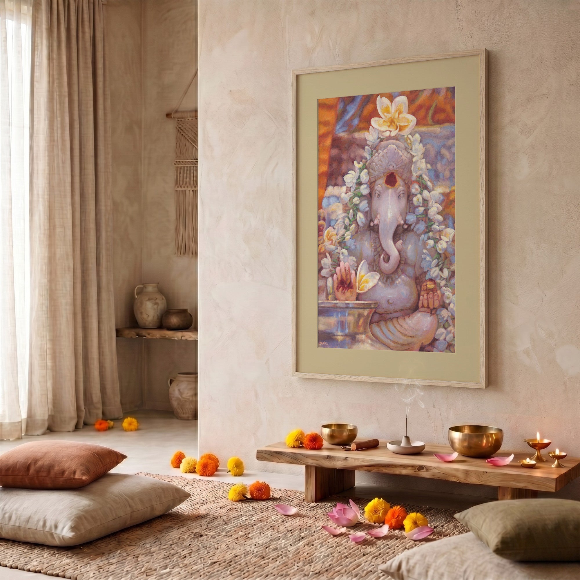 Ganesh in The Mandir — Framed Fine Art Paper Print