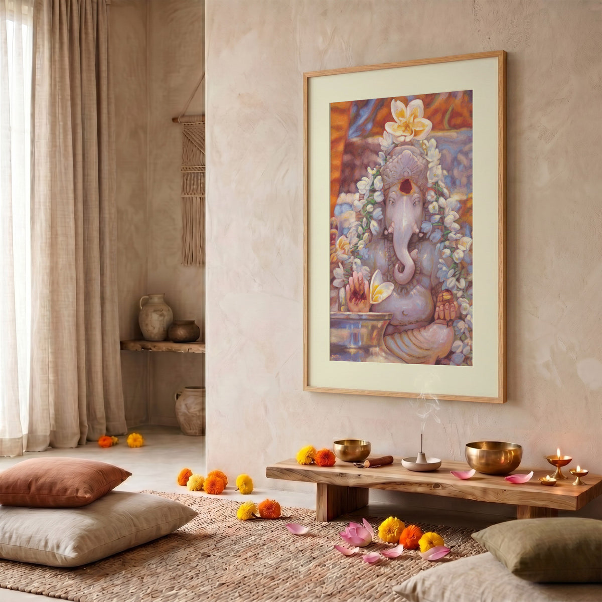 Ganesh in The Mandir — Framed Fine Art Paper Print