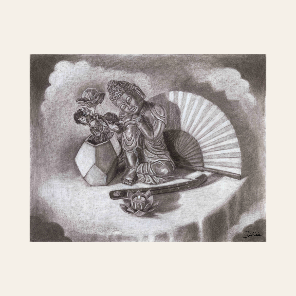 Contemplation — Original Charcoal Drawing
