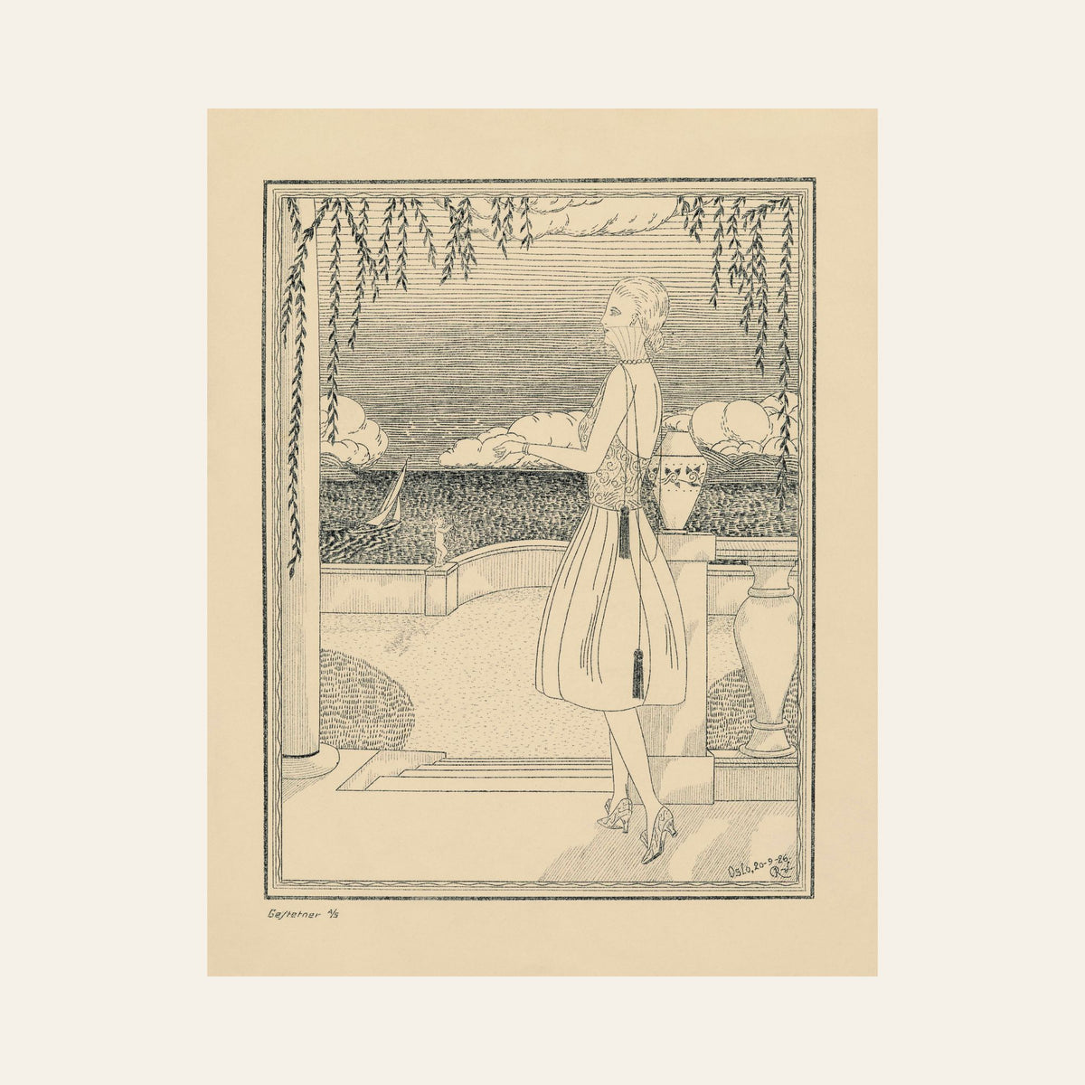 Lady by the Sea — Unframed Fine Art Paper Print