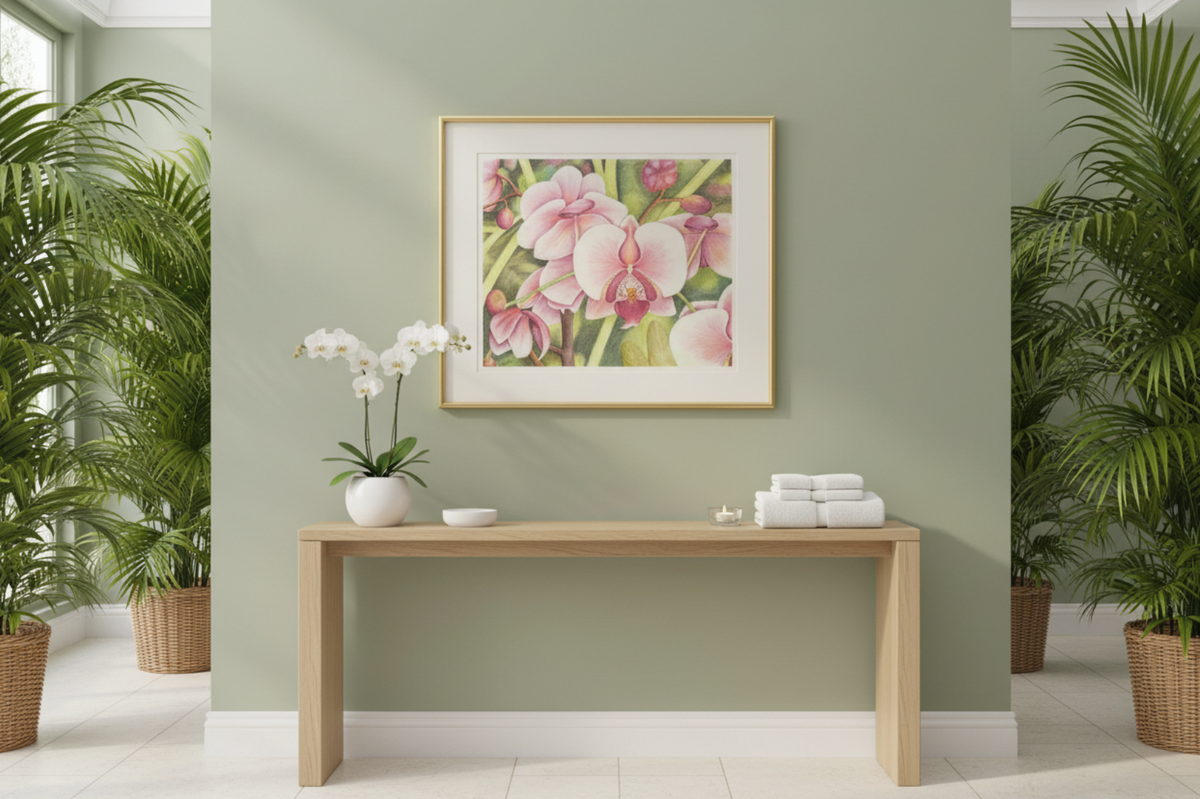 Orchid Cascade — Framed Fine Art Paper Print