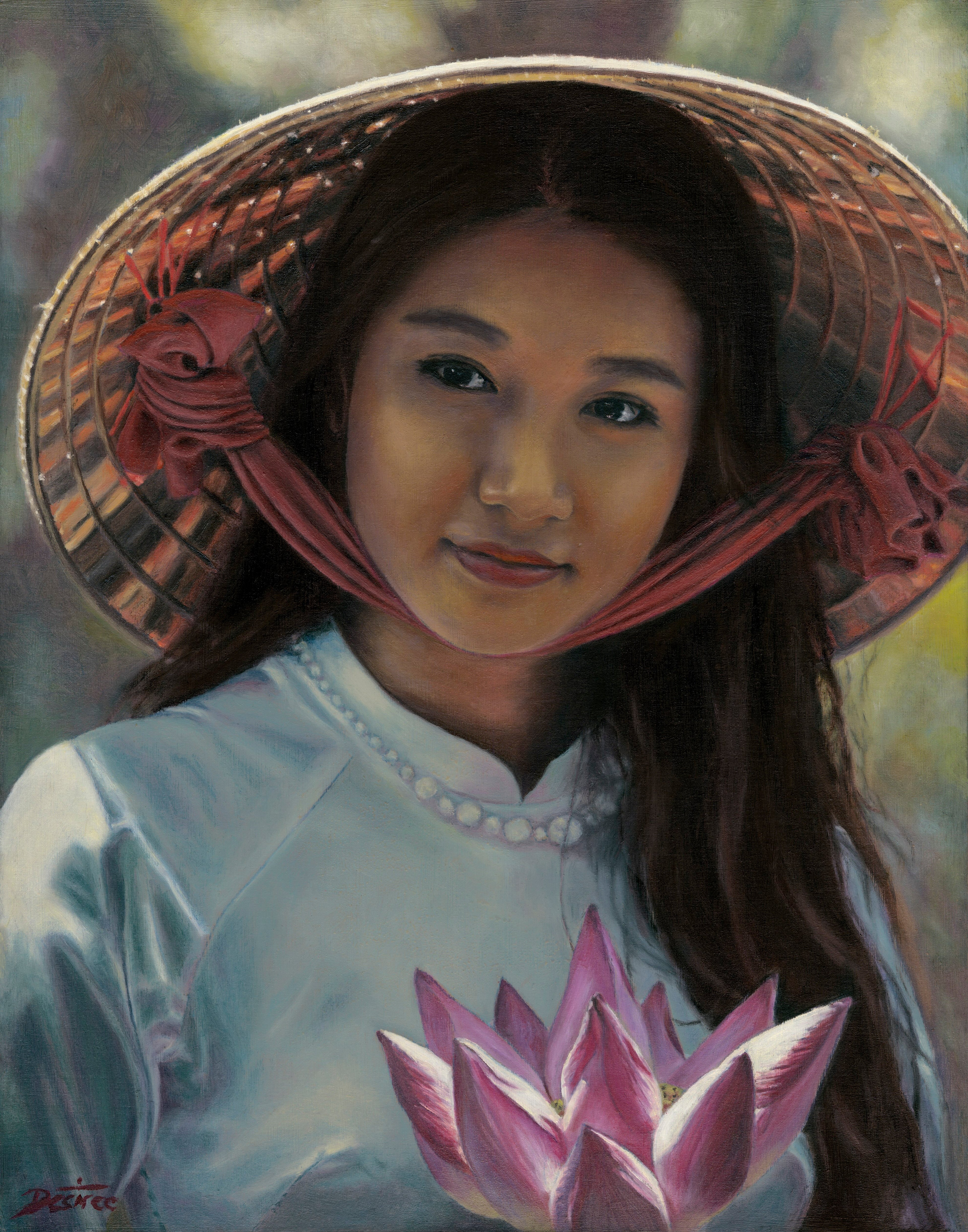 Girl with a Lotus — Framed Fine Art Paper Print | Limited Edition of 150