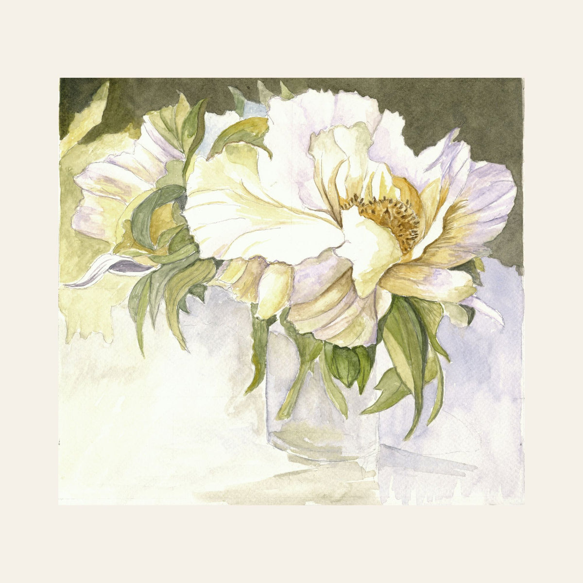 White Peonies — Framed Fine Art Paper Print