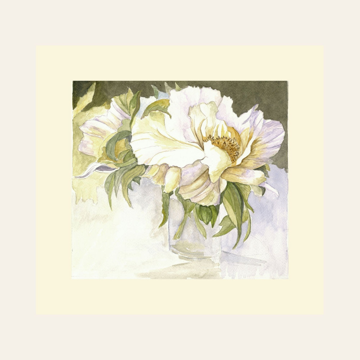 White Peonies — Framed Fine Art Paper Print