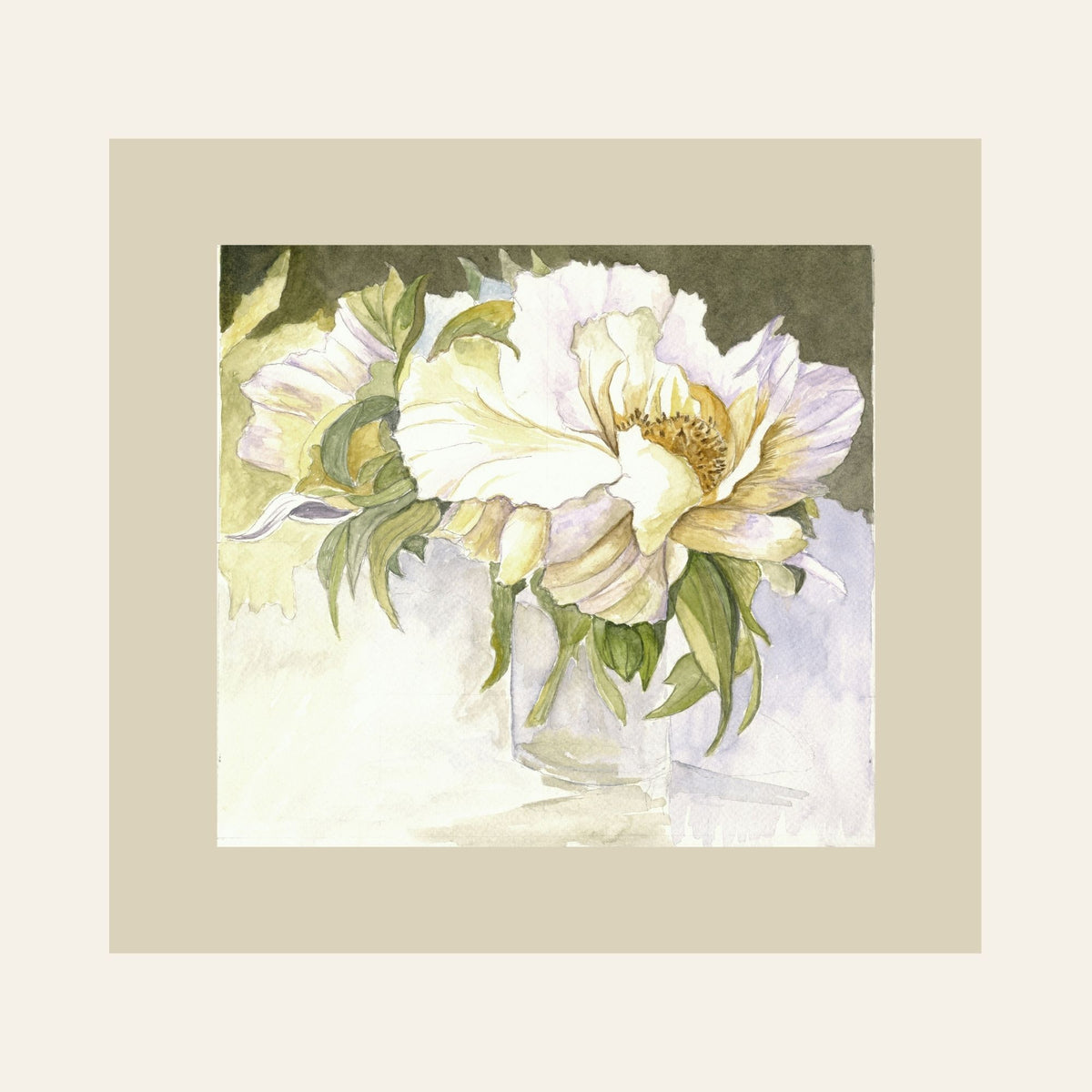 White Peonies — Framed Fine Art Paper Print