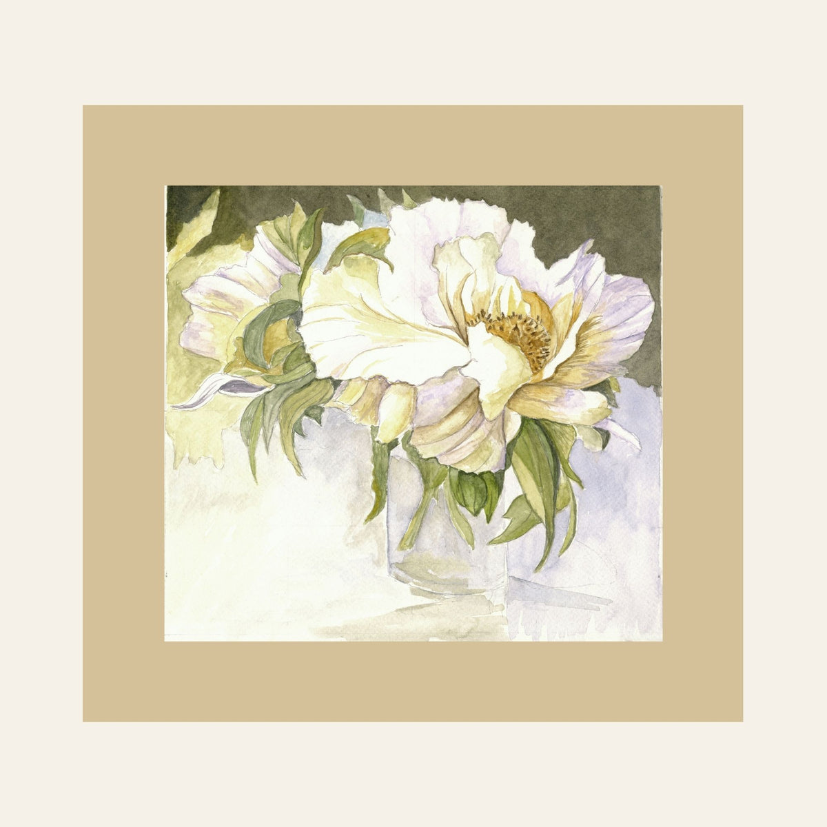 White Peonies — Framed Fine Art Paper Print