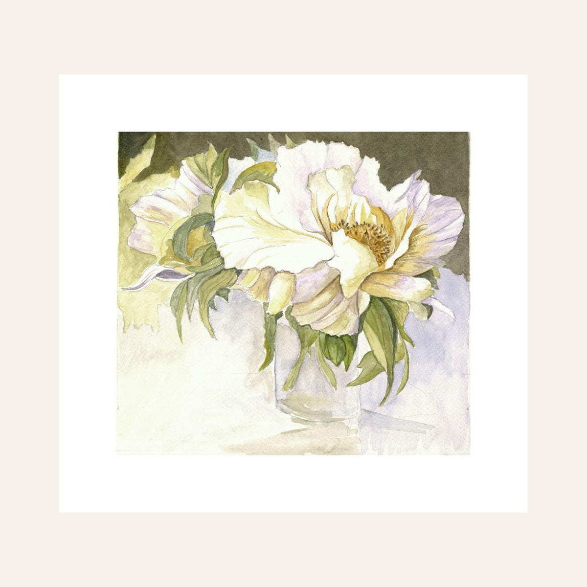 White Peonies — Framed Fine Art Paper Print