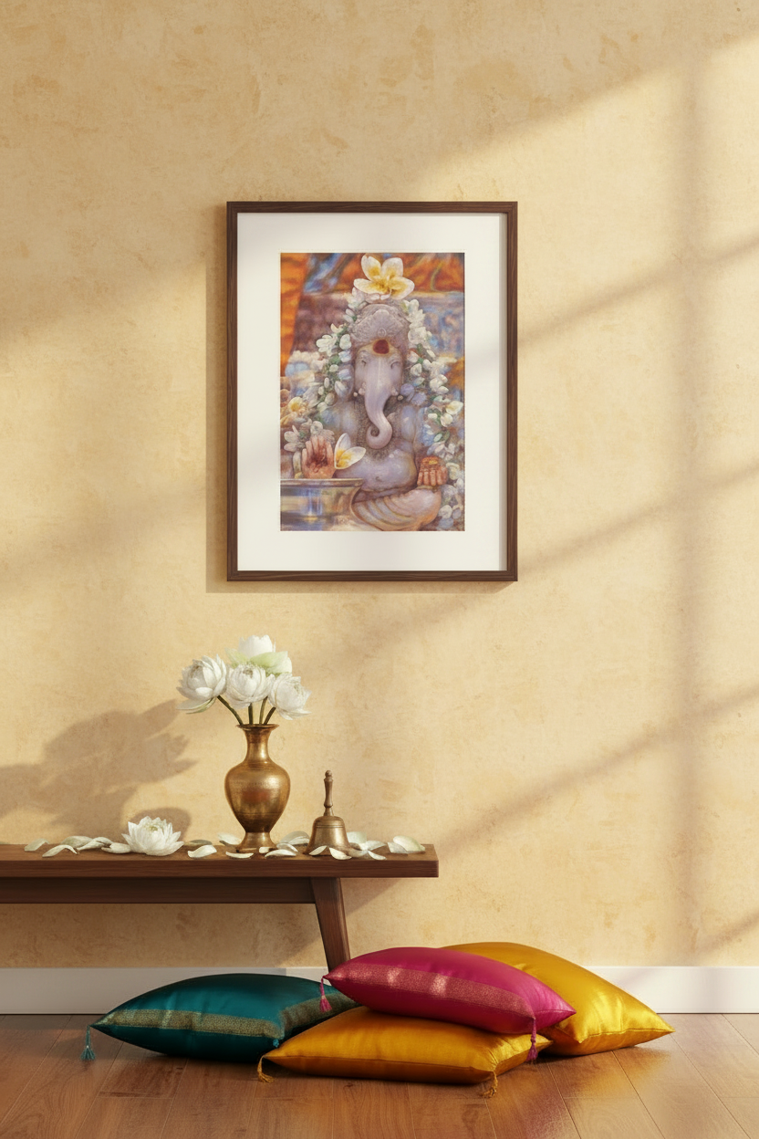 Ganesh — Espresso Frame Warm Golden Ivory Wall