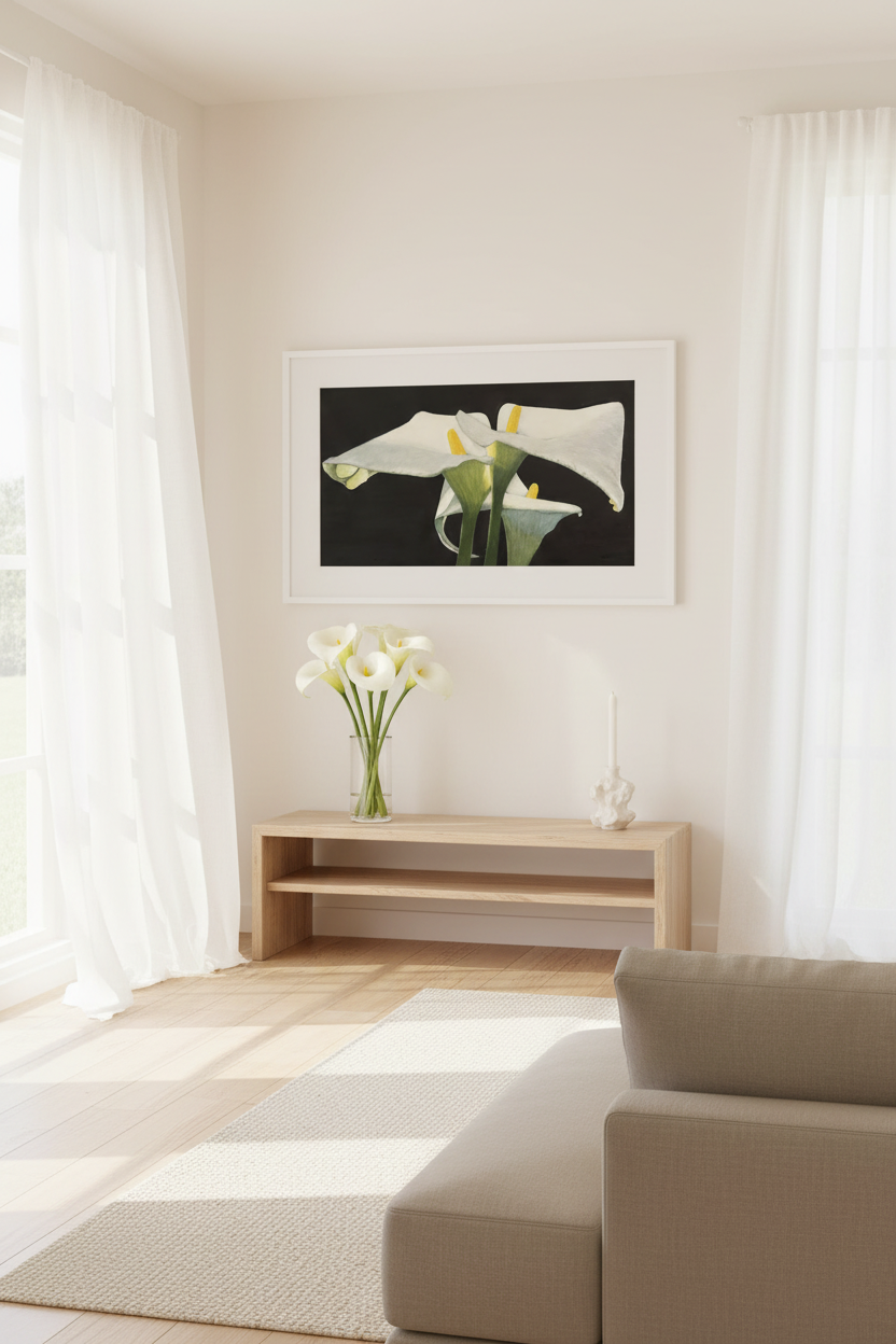 Isabel — Calla Lilies Framed Print Room Mockup