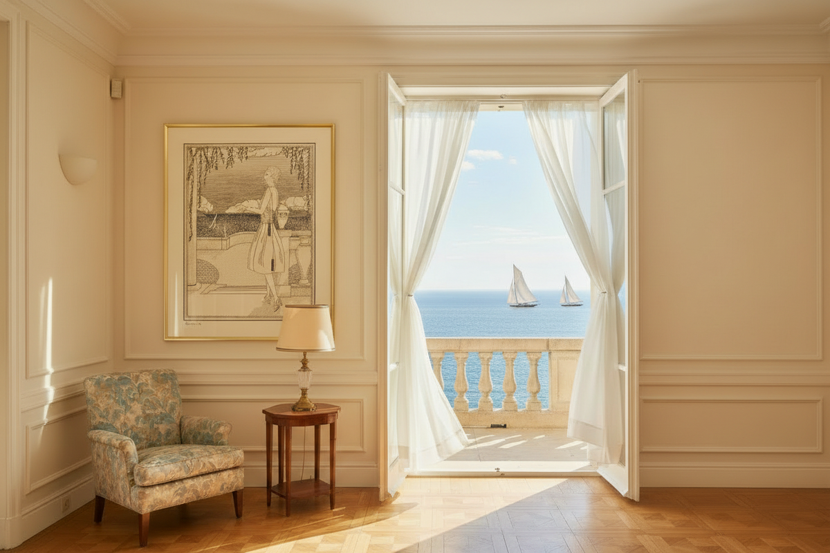 Lady by the Sea — Drawing Left, Chair Right
