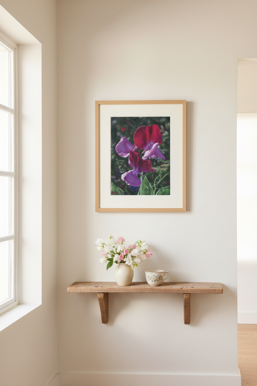 Sweet Peas — Natural Wood Frame v2