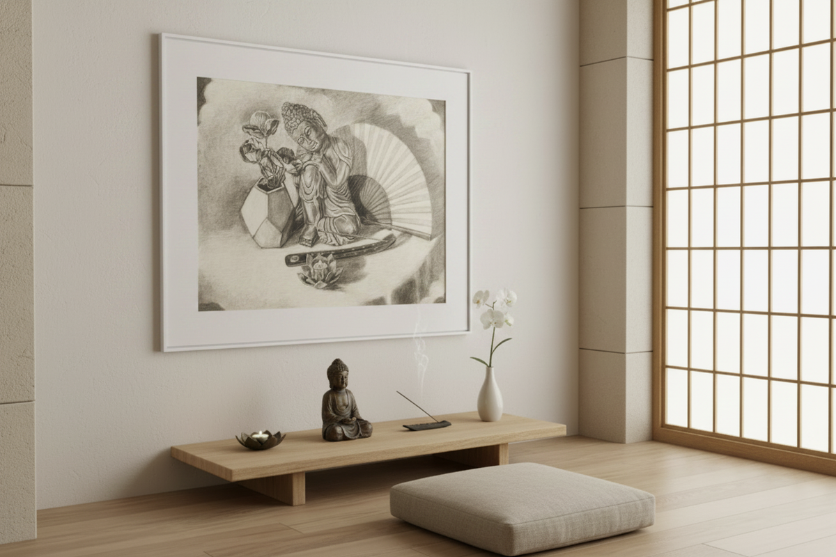 White Frame + White Mat